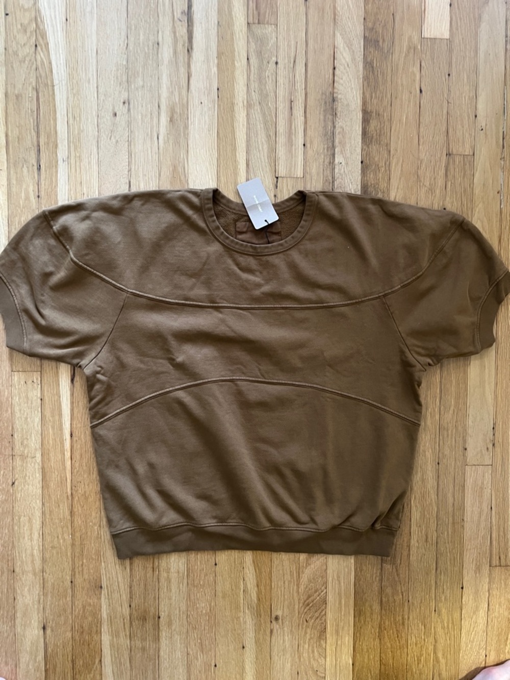 Rachel Comey Short-Sleeve Pullover Sweatshirt in Chocolate Brown